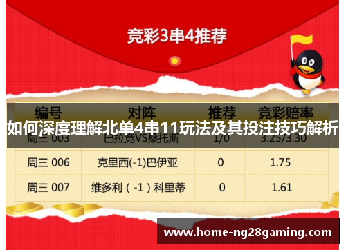 如何深度理解北单4串11玩法及其投注技巧解析